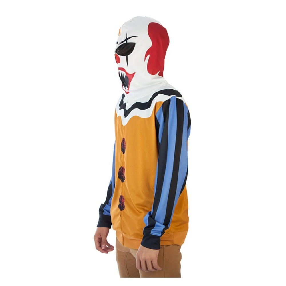 Bioworld Multicolor Scary Clown Face Zip Up Hoodie Jacket with Mask - Picture 2 of 6